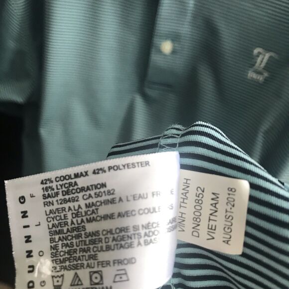 Dunning Golf Polo Men’s Large Short Sleeve Blue & Black Stripe Dri Fit 1901 - Picture 5 of 10